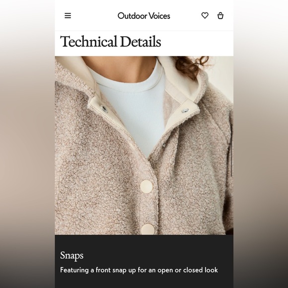 NWT Outdoor Voices MegaFleece Snap Up Hoodie wool - Picture 7 of 12